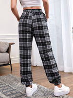 Plaid Print Slant Pocket Pants