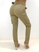 Joyfunear Flap Pocket Side Belted Skinny Pants