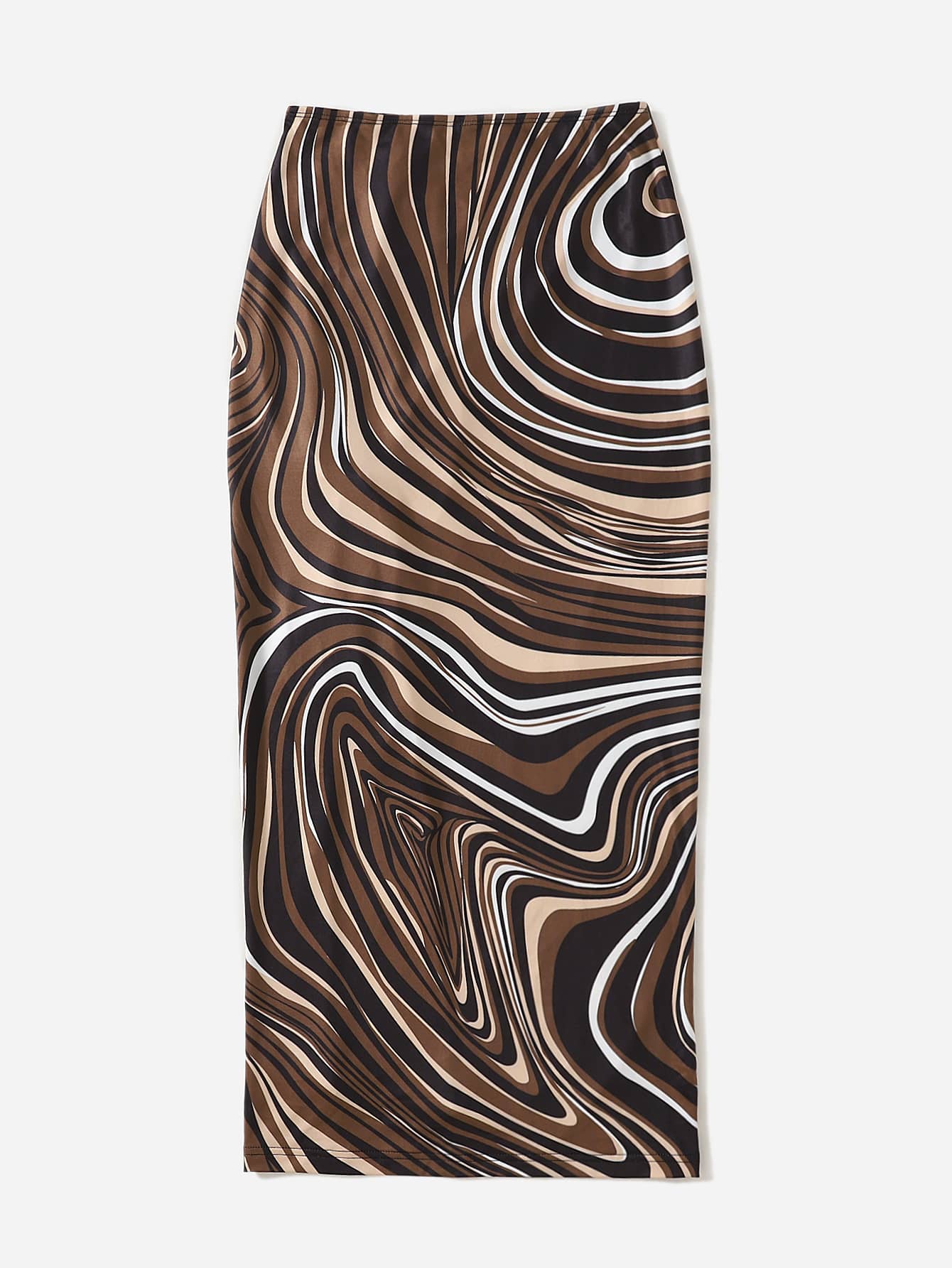 Allover Print Drawstring Side Split Thigh Skirt