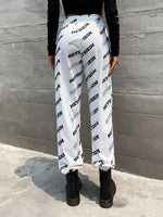 MEYSI KIM High Waist Letter Graphic Slant Pocket Pants