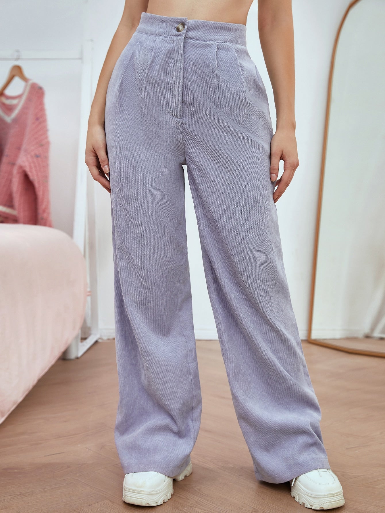 High Waist Slant Pocket Wide Leg Pants