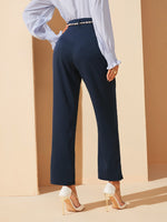 High Waist Chain Belted Pants