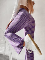 High Waist Plaid Zip Up Pants Without Belt