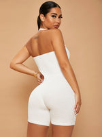 Backless Cut Out Halter Romper