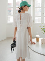 Tie Back Puff Sleeve Dress