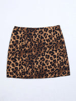 Leopard Print Split Hem Skirt