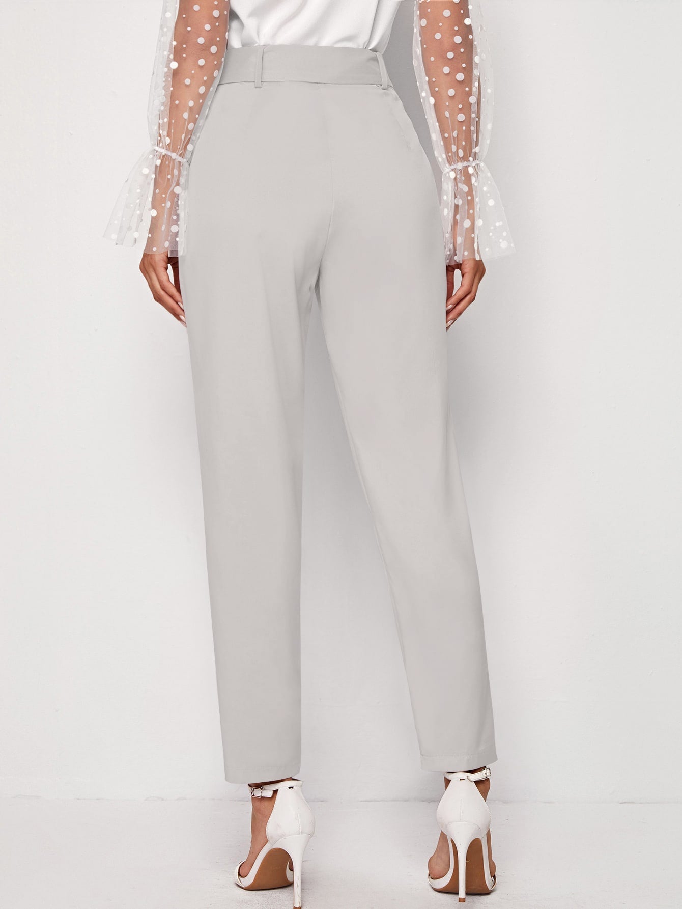 Adjustable Belted Cropped Tailored Pants