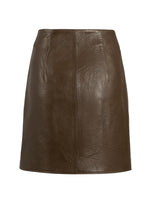 High Waist Double Breasted PU Leather Skirt