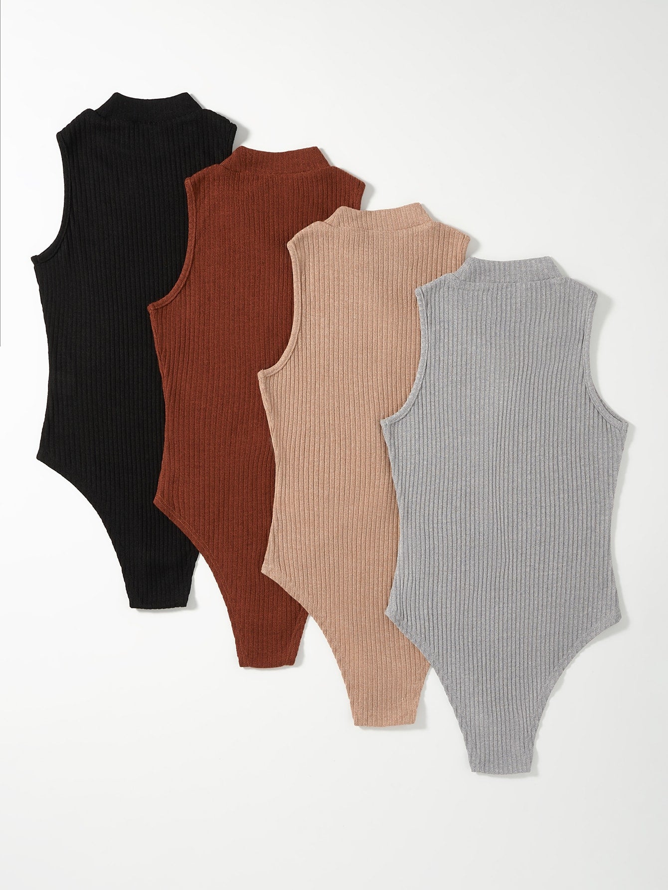 4pcs Solid Tank Bodysuit