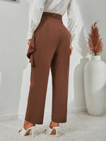 High Waist Ruffle Trim Pants