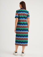 Polo Neck Chevron Print Dress