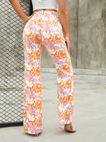 High Waist Floral Print Flare Leg Pants