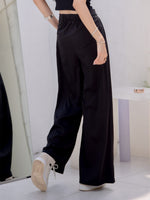 Patch Detail Slant Pocket Fold Pleated Pants