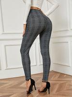 Plaid Pattern High Waist Skinny Pants