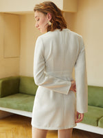 Flap Detail Button Front Tweed Dress