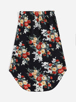 Floral Print High Low Hem Skirt