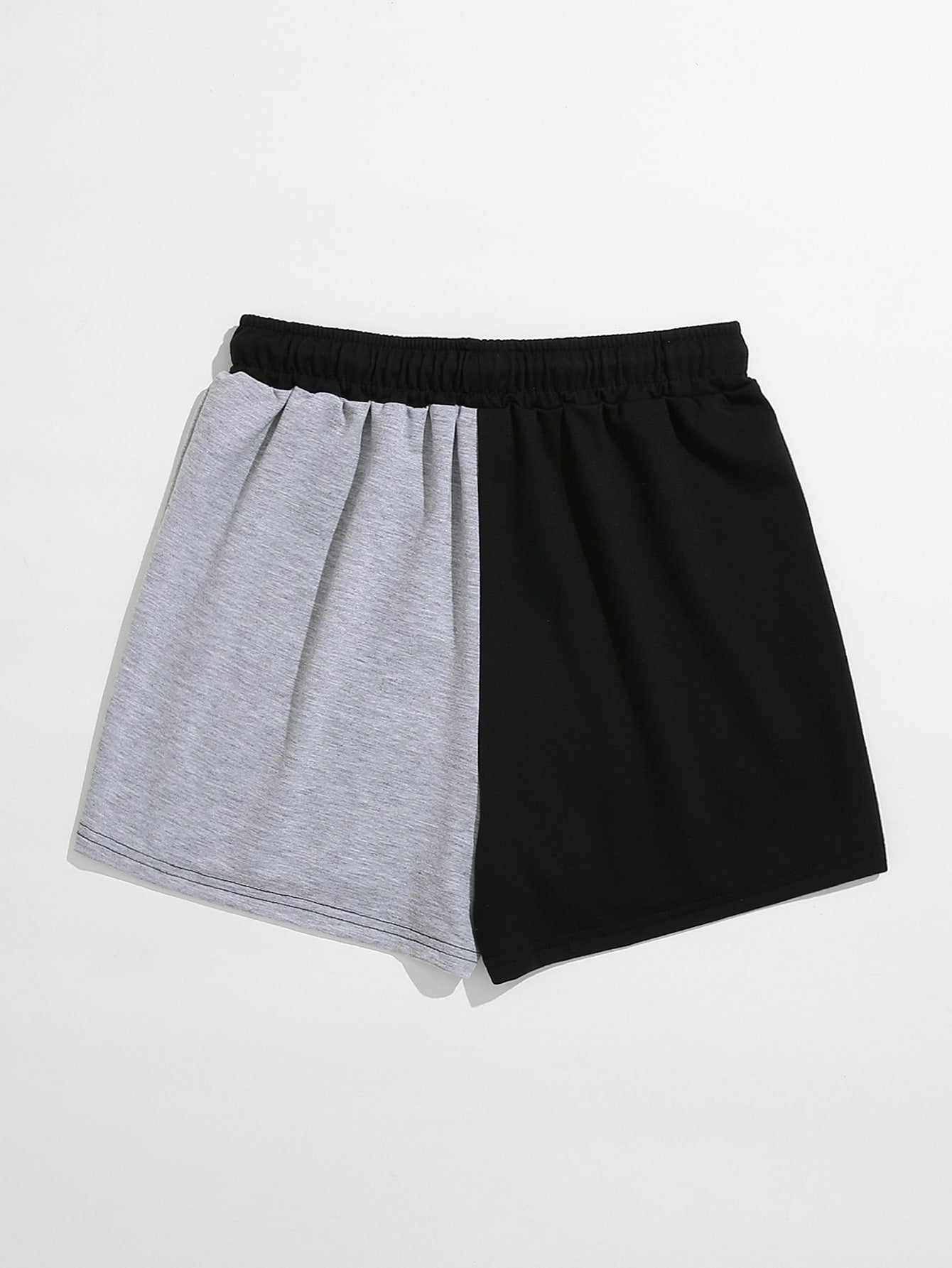 Letter Graphic Color Block Drawstring Waist Track Shorts