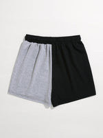 Letter Graphic Color Block Drawstring Waist Track Shorts