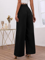 High Waist Fold Pleated Wide Leg Pants