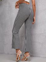 Houndstooth Split Hem Flare Leg Pants