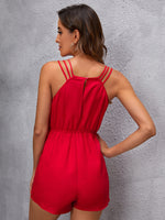 Solid Keyhole Back Cami Romper