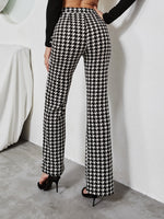 High Waist Houndstooth Flare Leg Pants