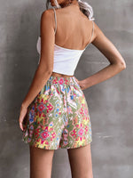 Allover Print Slant Pocket Knot Front Shorts