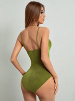 Solid Backless Velvet Cami Bodysuit