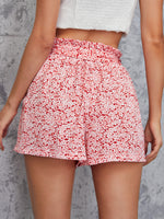 Paperbag Waist Self Belted Ditsy Floral Shorts