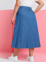 Plus High Waist Single Breasted Skirt