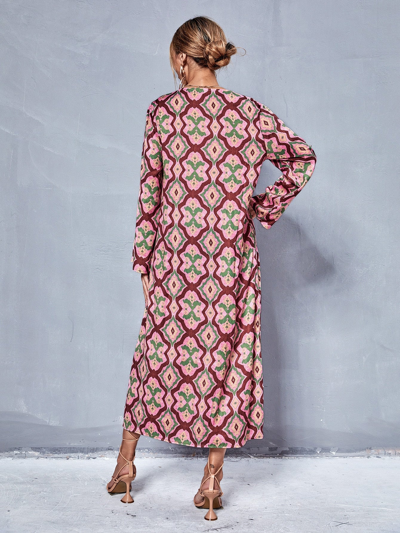 Allover Print Tunic Dress Without Belt
