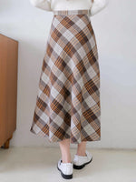 High Waist Plaid Print Skirt