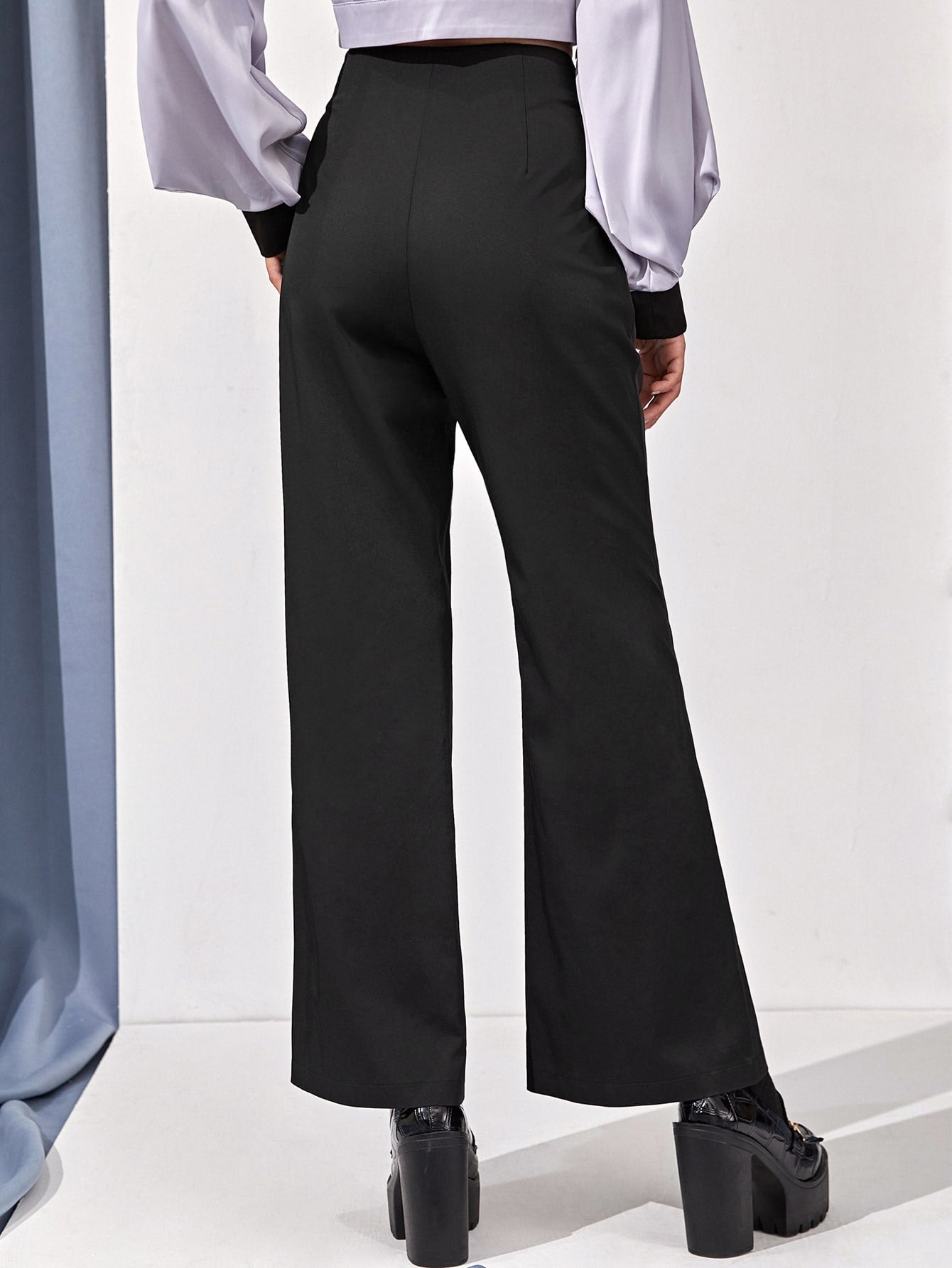 Slant Pocket High Waist Split Hem Pants