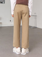 High Waist Plicated Detail Straight Leg Pants