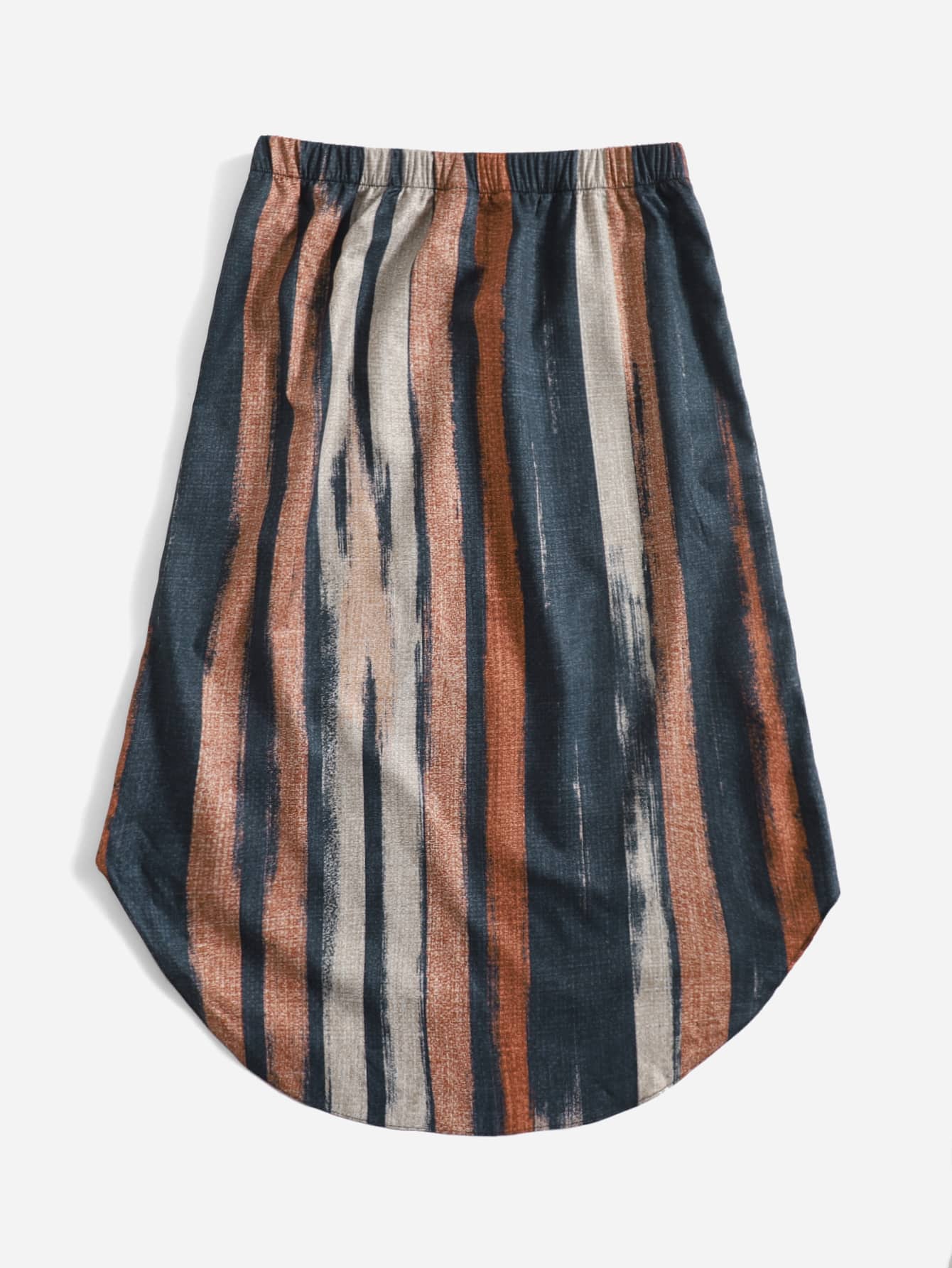 Striped Tie Dye Knot Front High Low Hem Skirt