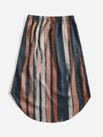 Striped Tie Dye Knot Front High Low Hem Skirt
