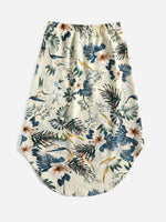 Tropical Print Knotted Front Curved Hem Skirt
