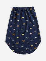 Butterfly Print Knot Front High Low Hem Skirt