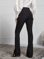 Striped Print Flare Leg Pants