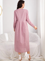 Pleated Detail Single Breasted Smock Dress