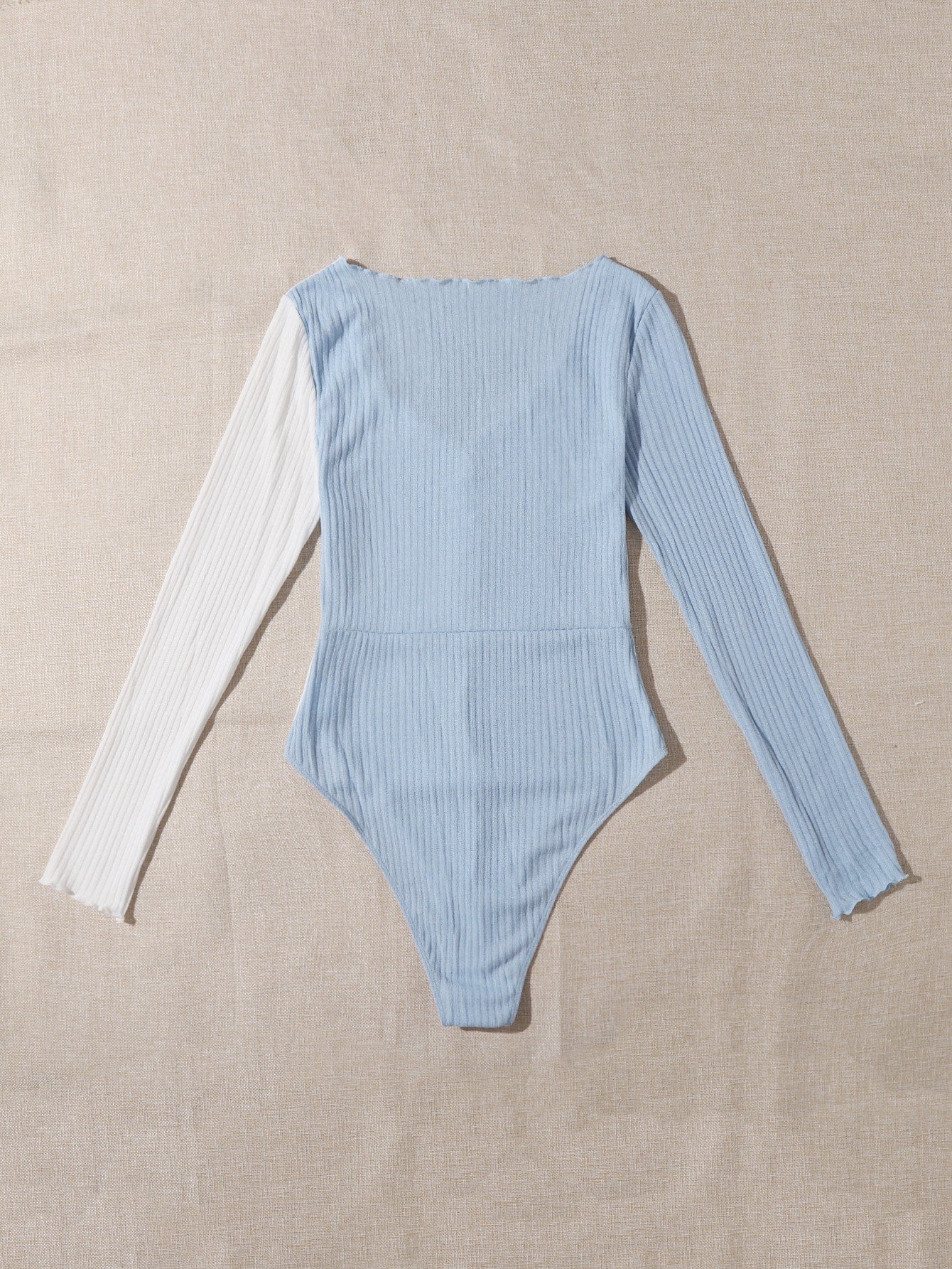 Ribbed Knit Two Tone Bodysuit