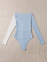 Ribbed Knit Two Tone Bodysuit