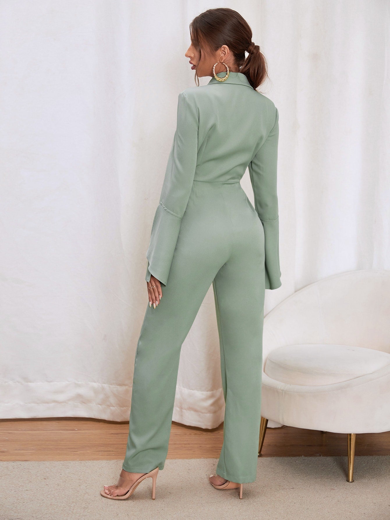 Lapel Collar Knot Side Jumpsuit