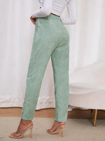 Solid Slant Pocket Straight Leg Corduroy Pants
