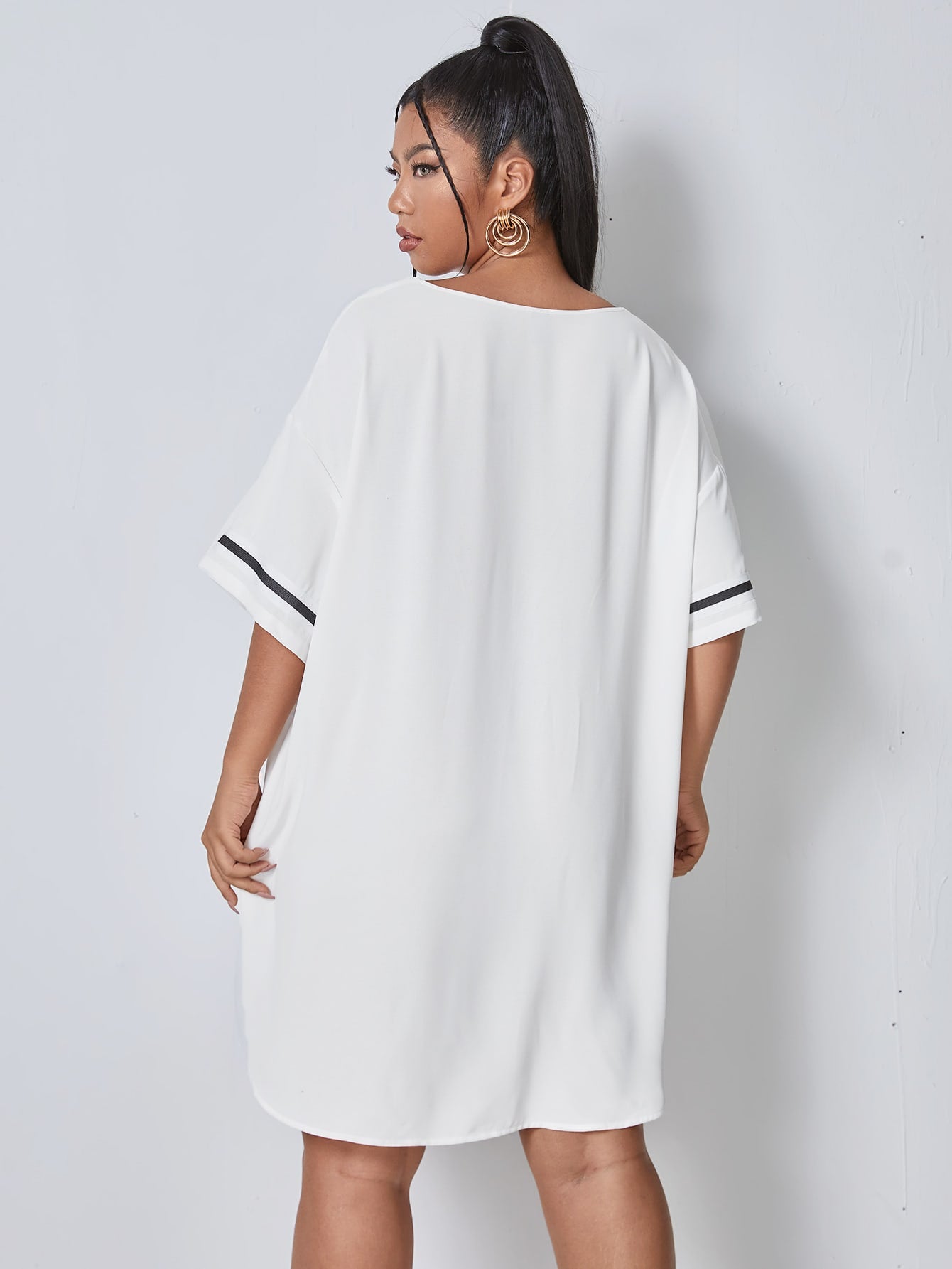 Plus Letter Graphic Drop Shoulder Dress