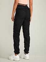 Solid Knotted Front Ruched Pants