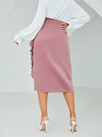 High Waist Ruffle Trim Pencil Skirt