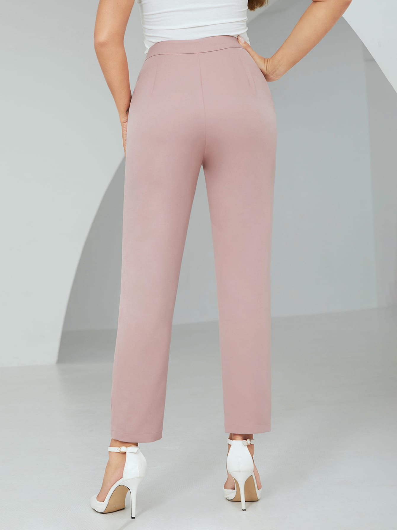 Solid High Waist Carrot Pants