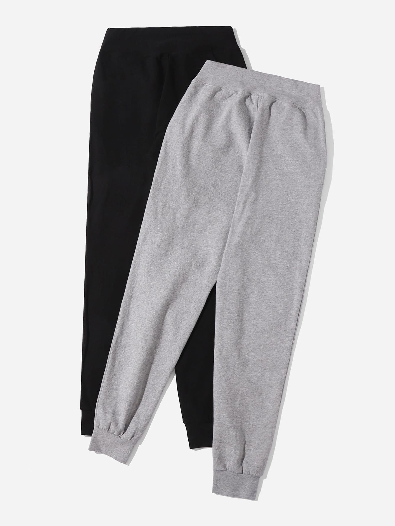 2pcs Solid Slant Pocket Sweatpants