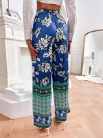 High Waist Floral Print Slant Pocket Pants